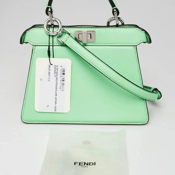 Fendi Green Lambskin Leather Petite Peekaboo Iseeu Satchel Bag 8BN335 - Picture 12 of 12